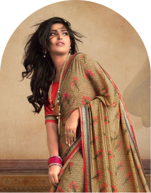 Woman wearing handcrafted embellished lehenga with traditional Indian embroidery