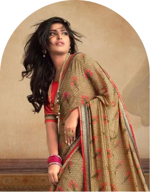 Woman wearing handcrafted embellished lehenga with traditional Indian embroidery